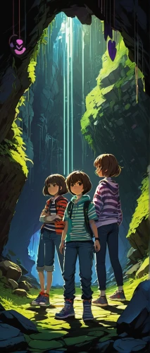 cave tour,chasm,cenote,adventure game,exploration,travelers,blue cave,studio ghibli,blue caves,kids illustration,underground lake,sea cave,cave,caving,the blue caves,children's background,forest walk,magical adventure,pit cave,sea caves,Conceptual Art,Oil color,Oil Color 07