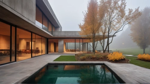 corten steel,modern house,modern architecture,autumn fog,dunes house,pool house,mid century house,foggy landscape,landscape designers sydney,beautiful home,private house,interior modern design,house by the water,exposed concrete,morning mist,residential house,luxury property,landscape design sydney,archidaily,house with lake