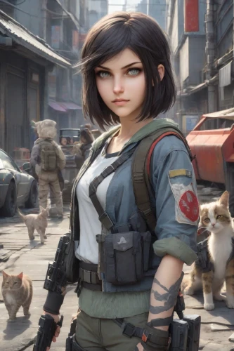 fallout4,colorpoint shorthair,lara,mercenary,main character,combat medic,kosmea,massively multiplayer online role-playing game,ara macao,domestic short-haired cat,kim,kinara,cat warrior,game character,girl with gun,cat mom,infiltrator,piper,action-adventure game,nora,Photography,Realistic