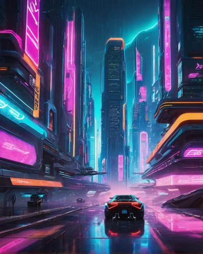 futuristic landscape,cyberpunk,futuristic,cityscape,neon arrows,colorful city,metropolis,3d car wallpaper,shanghai,neon,miami,80s,80's design,urban,neon lights,tokyo city,4k wallpaper,city highway,fantasy city,shinjuku,Conceptual Art,Sci-Fi,Sci-Fi 04