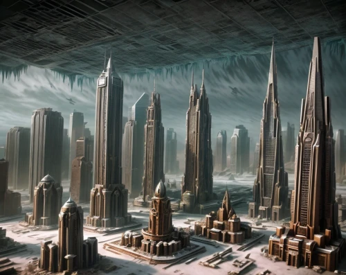 futuristic landscape,metropolis,black city,destroyed city,futuristic architecture,sci fiction illustration,city cities,ancient city,fantasy city,dystopian,sci fi,terraforming,post-apocalyptic landscape,sci-fi,sci - fi,ice planet,alien world,urbanization,ice castle,atlantis