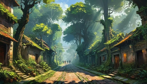 old linden alley,forest road,forest path,narrow street,animal lane,world digital painting,pathway,the mystical path,aaa,druid grove,ancient city,fantasy landscape,vietnam,alley,alleyway,forest landscape,the path,green forest,passage,tree lined lane,Art,Artistic Painting,Artistic Painting 04