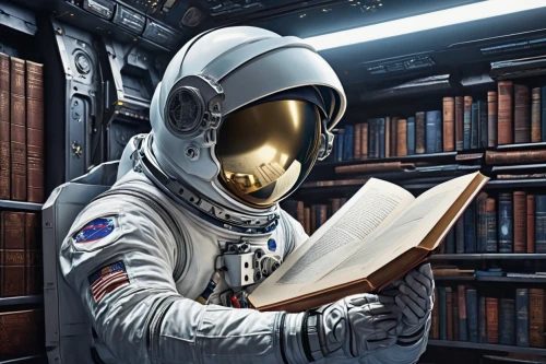 sci fiction illustration,astronautics,astronaut helmet,copyspace,book electronic,open book,read a book,reading,librarian,library book,copy space,text space,space art,books,book store,astronaut,bookworm,publish a book online,science fiction,reading owl,Illustration,Realistic Fantasy,Realistic Fantasy 42