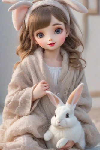 white bunny,white rabbit,bunny,little bunny,gray hare,rabbits,rabbit,little rabbit,rabbits and hares,european rabbit,cottontail,wood rabbit,female hares,fashion doll,no ear bunny,handmade doll,hare,doll paola reina,artist doll,felted easter,Photography,Realistic