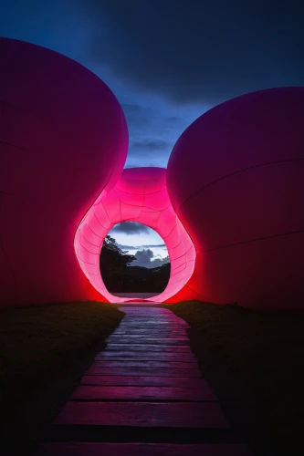 futuristic landscape,futuristic art museum,lightpainting,torus,inflatable ring,futuristic architecture,falkirk wheel,ufo interior,wall tunnel,light painting,electric arc,ambient lights,wormhole,car sculpture,light art,tubular anemone,portals,public art,3d car wallpaper,musical dome,Photography,Artistic Photography,Artistic Photography 10