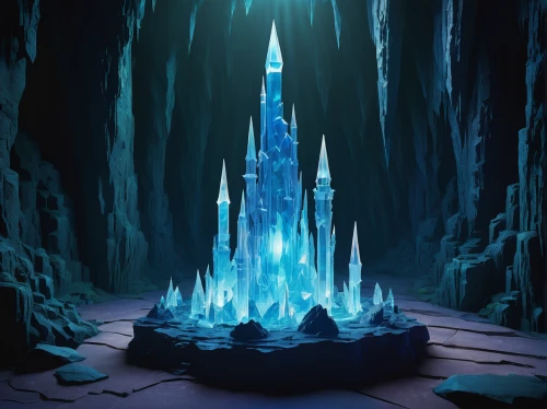 ice castle,ice cave,stalagmite,ice planet,water glace,ice crystal,ice hotel,icemaker,the blue caves,hall of the fallen,blue caves,underworld,frozen,blue cave,cube background,northrend,frozen ice,dungeons,frozen poop,crystalline,Illustration,Abstract Fantasy,Abstract Fantasy 16