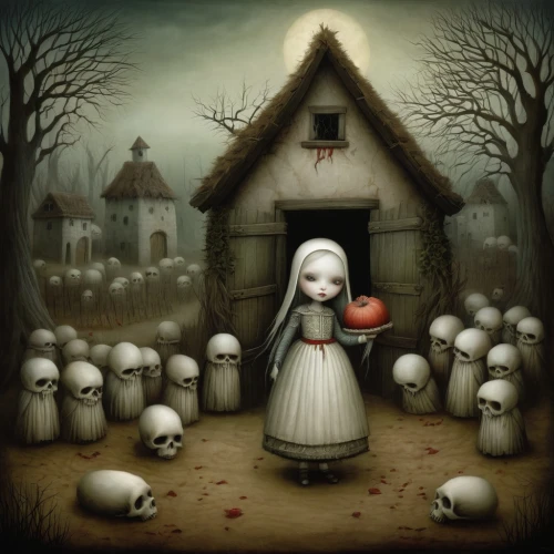 the haunted house,haunted house,witch house,witch's house,all saints' day,gothic portrait,halloween illustration,dead bride,the little girl,dark art,primitive dolls,doll kitchen,doll's house,the witch,burial ground,halloween ghosts,candlemaker,doll's festival,girl in the kitchen,creepy house,Illustration,Abstract Fantasy,Abstract Fantasy 06
