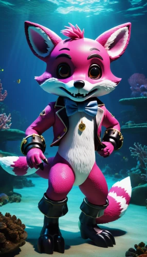 furta,marine animal,rocket raccoon,mascot,anthropomorphized animals,foxface fish,fizz,pink quill,sand fox,child fox,dive dee,sea animal,underwater background,north american raccoon,the pink panter,the mascot,furry,april fools day background,background image,magenta,Photography,Artistic Photography,Artistic Photography 01