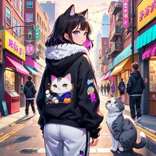 street cat,anime japanese clothing,nyan,shibuya,alley cat,cat mom,stray cat,cat's cafe,cartoon cat,cat kawaii,cat lovers,harajuku,anime cartoon,hoodie,cute cat,shopping street,cat child,shinjuku,cat supply,two cats,Anime,Anime,General