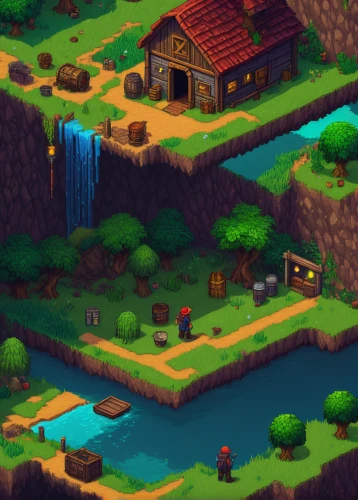 tavern,water mill,wishing well,wooden mockup,a small waterfall,small house,fairy village,tileable,resort town,small cabin,mountain spring,chasm,summer cottage,log home,aurora village,mountain village,farmstead,alpine village,little house,collected game assets,Conceptual Art,Sci-Fi,Sci-Fi 25