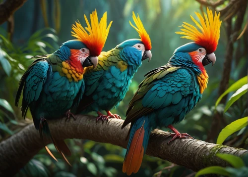 macaws,macaws of south america,macaws blue gold,tropical birds,couple macaw,parrots,parrot couple,rare parrots,blue macaws,colorful birds,rainbow lorikeets,passerine parrots,golden parakeets,toucans,sun conures,blue and yellow macaw,blue and gold macaw,yellow-green parrots,lorikeets,fur-care parrots,Illustration,Realistic Fantasy,Realistic Fantasy 12