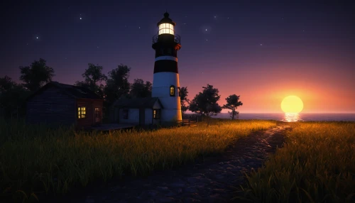 lighthouse,electric lighthouse,red lighthouse,light house,petit minou lighthouse,guiding light,evening atmosphere,fairy chimney,light of night,night scene,adventure game,lamplighter,dusk background,beacon,night light,nightlight,lonely house,summer evening,summer cottage,night image,Art,Artistic Painting,Artistic Painting 39