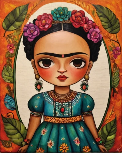 frida,indian art,boho art,polynesian girl,radha,rangoli,flower painting,fabric painting,moana,oriental princess,la catrina,orange blossom,girl in flowers,girl in a wreath,indigenous painting,indian woman,khokhloma painting,girl with cloth,mexican culture,flower girl,Conceptual Art,Daily,Daily 34