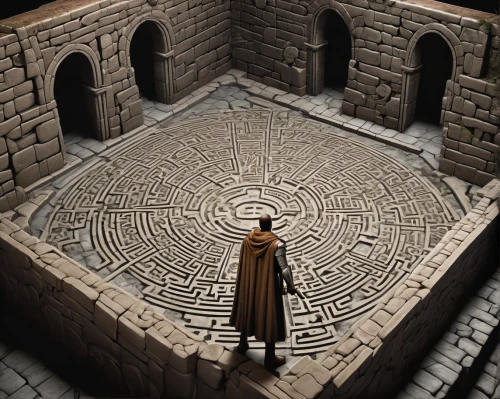 labyrinth,maze,portcullis,hall of the fallen,dungeon,dungeons,wishing well,manhole,cobblestone,stone floor,sundial,chessboards,crypt,vault,flagstone,paving stones,chessboard,paving stone,mausoleum ruins,tileable,Illustration,Realistic Fantasy,Realistic Fantasy 21