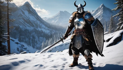 skyrim,norse,heroic fantasy,northrend,thorin,massively multiplayer online role-playing game,dark elf,viking,odin,vikings,male elf,elven,witcher,fantasy picture,lone warrior,nordic,fantasy art,fantasy warrior,alaunt,the spirit of the mountains,Conceptual Art,Graffiti Art,Graffiti Art 05