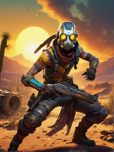 erbore,rocket raccoon,desert background,tracer,wasteland,jackal,fallout,metal rust,mercenary,cg artwork,game art,aquanaut,scorpion,game illustration,dusk background,pubg mascot,desert run,capture desert,beekeeper,spartan,Illustration,Children,Children 03