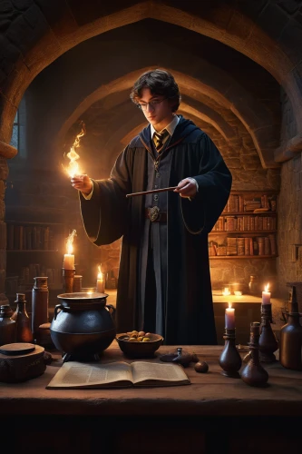candlemaker,tinsmith,blacksmith,candle wick,dwarf cookin,potter's wheel,potions,cookery,hobbiton,cauldron,apothecary,hearth,potter,digital compositing,flickering flame,candlemas,clockmaker,alchemy,watchmaker,hatmaking,Conceptual Art,Sci-Fi,Sci-Fi 25