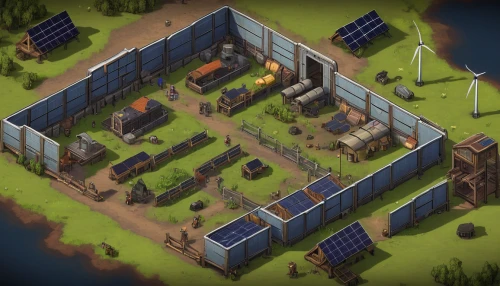 mining facility,industrial area,cargo containers,factories,military fort,military training area,industrial plant,barracks,animal containment facility,solar cell base,heavy water factory,and power generation,development concept,industrial ruin,refinery,fallout shelter,mining site,mountain settlement,farmstead,powerplant,Art,Artistic Painting,Artistic Painting 21