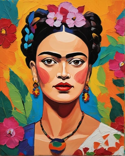 frida,boho art,rosa bonita,geisha,geisha girl,girl in flowers,cool pop art,vietnamese woman,girl-in-pop-art,polynesian girl,oil painting on canvas,nicaraguan cordoba,girl in a wreath,flower painting,popart,peruvian women,indian art,flamenco,pop art style,fabric painting,Conceptual Art,Oil color,Oil Color 25