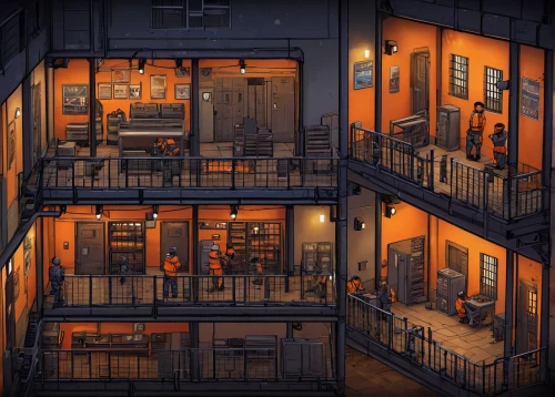 an apartment,tenement,apartment house,dormitory,apartment,bookshop,shared apartment,bookstore,apartment block,rooms,fire escape,apartments,doll's house,apartment building,study room,pharmacy,apartment complex,apothecary,bookcase,the coffee shop,Illustration,American Style,American Style 01