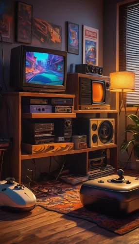 retro styled,music workstation,consoles,home theater system,retro music,retro items,game room,retro turntable,hi-fi,playing room,retro style,video consoles,music store,livingroom,game consoles,vinyl player,abstract retro,record player,vintage theme,hifi extreme,Illustration,Japanese style,Japanese Style 21