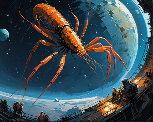 sci fiction illustration,homarus,crayfish,river crayfish,krill,the crayfish 2,crayfish 1,crustacean,crustaceans,crab 1,giant river prawns,freshwater prawns,apiarium,little planet,crab 2,freshwater crayfish,arthropod,arthropods,crayfish party,colony,Conceptual Art,Sci-Fi,Sci-Fi 01