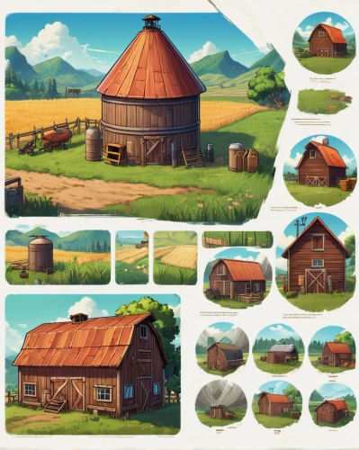 farm set,barns,farm background,farms,farmstead,farmlands,hay farm,farm,straw hut,red barn,houses clipart,farm landscape,farm hut,farm pack,straw roofing,barn,the farm,wooden houses,round barn,round bales,Unique,Design,Character Design