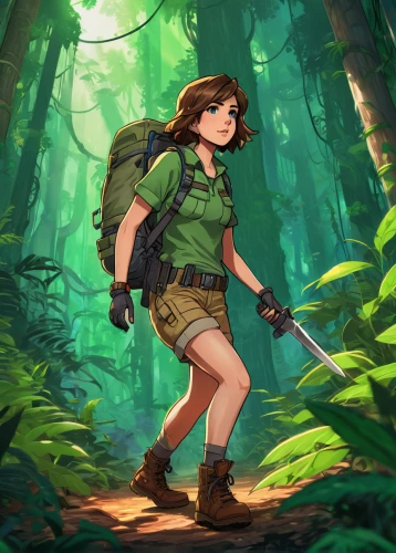 lara,forest workers,hiker,forest background,forest clover,game illustration,robin hood,adventurer,park ranger,mountain guide,marie leaf,cg artwork,forest animal,girl scouts of the usa,forest walk,dryad,adventure game,game art,link,hiking,Conceptual Art,Daily,Daily 21