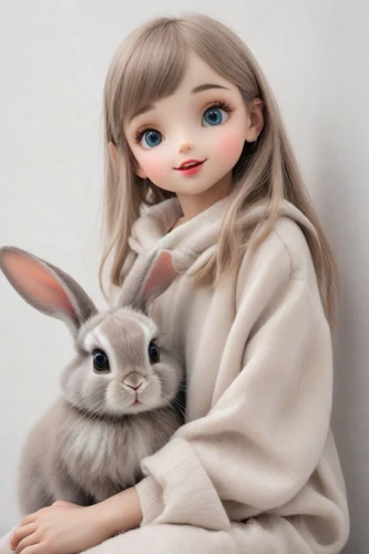 white bunny,white rabbit,gray hare,bunny,artist doll,rabbit,rabbits,felted easter,designer dolls,little bunny,rabbits and hares,handmade doll,realdoll,little rabbit,female doll,clay doll,wood rabbit,japanese doll,doll paola reina,hare,Photography,Realistic