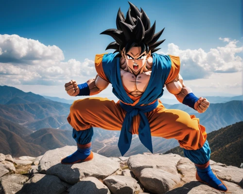 goku,son goku,dragon ball,dragonball,dragon ball z,takikomi gohan,kame sennin,vegeta,warrior pose,naruto,goki,super cell,cosplay image,shaolin kung fu,iaijutsu,balanced boulder,kung fu,trunks,japanese martial arts,nimbus,Illustration,American Style,American Style 10