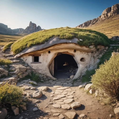 stone oven,iron age hut,cave church,round hut,hobbit,alpine hut,tuff stone dwellings,vaulted cellar,stone oven pizza,ancient house,underground garage,empty tomb,cannon oven,the grave in the earth,hobbiton,pizza oven,charcoal kiln,round house,burial chamber,fallout shelter,Photography,General,Realistic