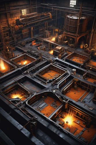 foundry,metallurgy,mining facility,smelting,castle iron market,steel mill,salt extraction,factories,heavy water factory,industrial hall,distillation,steel construction,industrial plant,portcullis,dungeon,salt farming,panopticon,chemical plant,crucible,molten metal,Art,Classical Oil Painting,Classical Oil Painting 05