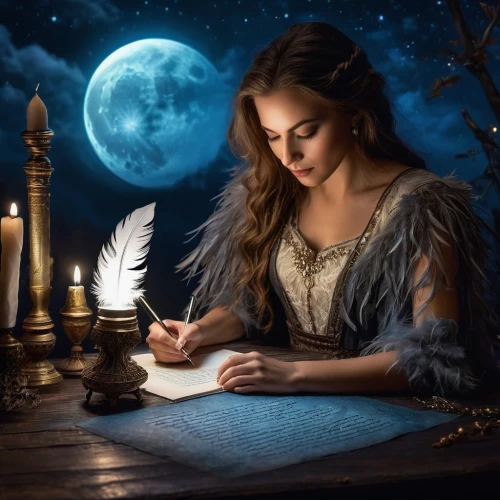 fantasy picture,to write,fantasy art,writing-book,writer,mystical portrait of a girl,fairy tale character,fantasy portrait,write,writing about,learn to write,author,fairy tale,binding contract,girl studying,divination,quill pen,writing,a fairy tale,poet,Photography,General,Fantasy