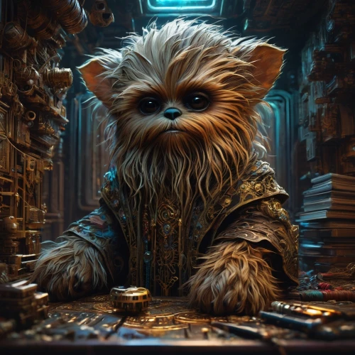 wicket,chewy,chewbacca,solo,cg artwork,yorkie,yorky,yorkshire terrier,the collector,lhasa apso,shih tzu,fantasy portrait,biewer yorkshire terrier,lokportrait,schnauzer,guardians of the galaxy,groot,yoda,morkie,funko,Illustration,Realistic Fantasy,Realistic Fantasy 06