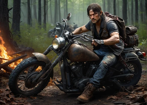 thewalkingdead,norman,cherokee rose,the walking dead,walking dead,biker,motorbike,merle black,motorcycle,merle,motorcycles,motorcycling,woodsman,two wheels,walkers,croft,darryl,gas tank,bikes,full hd wallpaper,Illustration,Realistic Fantasy,Realistic Fantasy 30