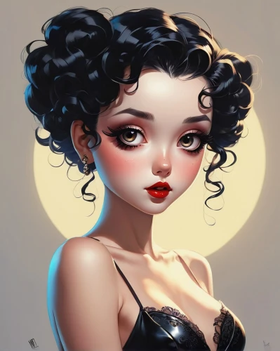 fantasy portrait,rockabella,vampire lady,vampire woman,pin ups,pin up girl,pin-up girl,princess leia,bouffant,valentine pin up,retro pin up girl,pin up,cleopatra,pinup girl,goth woman,digital painting,vintage girl,pompadour,sculpt,black pearl,Conceptual Art,Fantasy,Fantasy 06