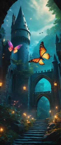 butterfly background,fantasy picture,gatekeeper (butterfly),fairy world,aurora butterfly,ulysses butterfly,3d fantasy,moths and butterflies,fairy lanterns,butterfly isolated,fantasy landscape,fantasy art,butterflies,fairies aloft,vanessa (butterfly),fairy village,isolated butterfly,fantasia,blue butterflies,large aurora butterfly,Illustration,Realistic Fantasy,Realistic Fantasy 16