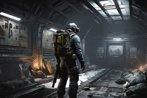 hall of the fallen,penumbra,hallway,infiltrator,fallout4,gunsmith,shooter game,sci fi surgery room,vigil,hallway space,the morgue,game art,locust,arcades,catacombs,mercenary,videogame,classified,district 9,screenshot,Unique,Design,Character Design