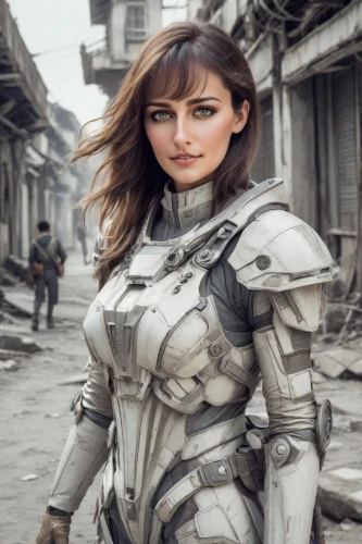 fallout4,female warrior,kosmea,mercenary,silphie,joan of arc,silver,crusader,steel,cyborg,aluminum,post apocalyptic,fatayer,wonder woman city,fresh fallout,neottia nidus-avis,paladin,head woman,heavy armour,fallout,Photography,Realistic