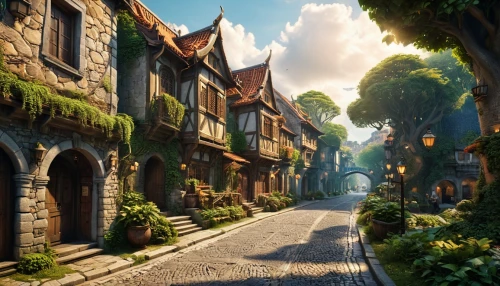 medieval street,medieval town,old linden alley,knight village,cobblestone,the cobbled streets,narrow street,townhouses,escher village,cobblestones,old town,blocks of houses,the old town,aurora village,old city,village street,alpine village,jockgrim old town,medieval architecture,medieval,Photography,General,Cinematic