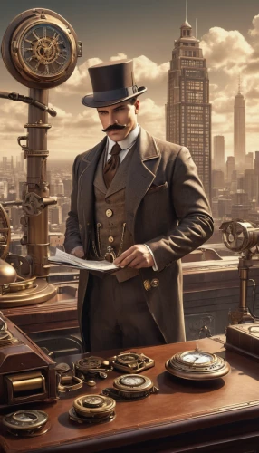 watchmaker,inspector,concierge,clockmaker,attache case,banker,the victorian era,steampunk,bellboy,the phonograph,thames trader,clerk,tailor,pocket watches,the local administration of mastery,steam icon,merchant,gentlemanly,phonograph,cordwainer,Illustration,Retro,Retro 12