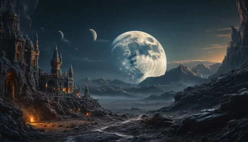 lunar landscape,fantasy landscape,moonscape,fantasy picture,phase of the moon,valley of the moon,fantasy art,alien planet,moon valley,alien world,moonlit night,3d fantasy,moon and star background,the moon,space art,moon phase,moonlit,dark world,photomanipulation,lunar,Photography,General,Fantasy
