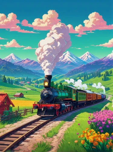 steam train,steam locomotives,wooden train,railroad,wooden railway,thomas and friends,steam locomotive,railroads,steam special train,thomas the train,cartoon video game background,the train,train,trains,railway,train ride,merchant train,landscape background,train of thought,springtime background,Conceptual Art,Daily,Daily 21