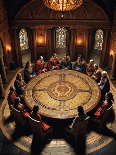 round table,council,chess men,wise men,chess game,conference table,christmas circle,poker table,boardroom,tabletop game,the conference,holy supper,court of law,lord who rings,card game,massively multiplayer online role-playing game,card table,game of thrones,board game,court of justice,Illustration,Abstract Fantasy,Abstract Fantasy 10