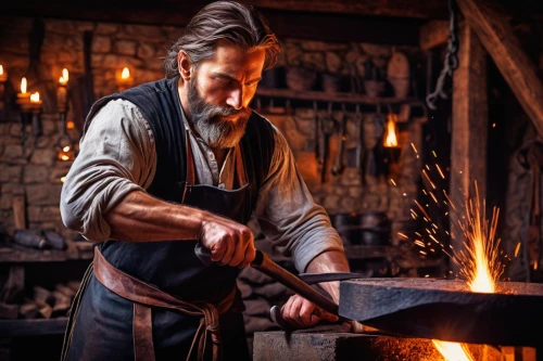 blacksmith,tinsmith,metalsmith,farrier,steelworker,candlemaker,smelting,iron pour,woodworker,a carpenter,iron-pour,forge,silversmith,craftsman,fire artist,dwarf cookin,fire master,carpenter,craftsmen,wood shaper,Art,Classical Oil Painting,Classical Oil Painting 12