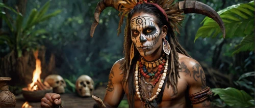 tribal chief,shamanic,shaman,shamanism,papuan,tribal bull,ancient people,aztec,maori,aztecs,aborigine,tribal,pachamama,borneo,aborigines,primitive person,bushmeat,tribal masks,warrior east,maya civilization,Conceptual Art,Fantasy,Fantasy 31