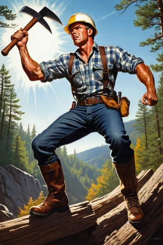 lumberjack,lumberjack pattern,forest workers,woodsman,blue-collar worker,farmer in the woods,ironworker,tradesman,arborist,brawny,carpenter,a carpenter,logging,blue-collar,builder,miner,construction worker,handyman,woodworker,american frontier,Illustration,Retro,Retro 10