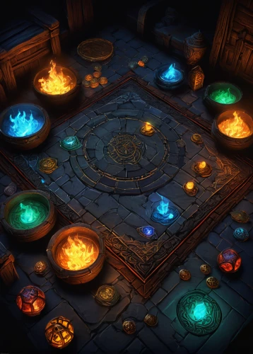 collected game assets,trinkets,dungeon,tealights,torchlight,divination,dungeons,runes,potions,hearth,druid grove,firepit,tealight,cauldron,candlemaker,summon,halloween icons,catacombs,alchemy,labyrinth,Conceptual Art,Fantasy,Fantasy 11