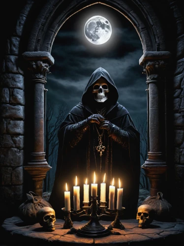 grim reaper,black candle,grimm reaper,candlemaker,candlemas,dance of death,hooded man,freemasonry,dark art,flickering flame,freemason,reaper,candle wick,helloween,occult,golden candlestick,carmelite order,witches pentagram,death god,play escape game live and win,Art,Classical Oil Painting,Classical Oil Painting 08