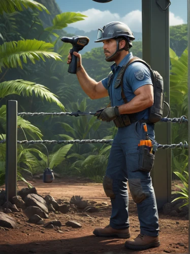 drone operator,engineer,cargo pants,rifleman,game illustration,construction worker,forest workers,blue-collar worker,wall,pubg mascot,game art,cg artwork,zookeeper,shooter game,digital compositing,tradesman,drone pilot,surveying equipment,builder,arborist,Illustration,Abstract Fantasy,Abstract Fantasy 02